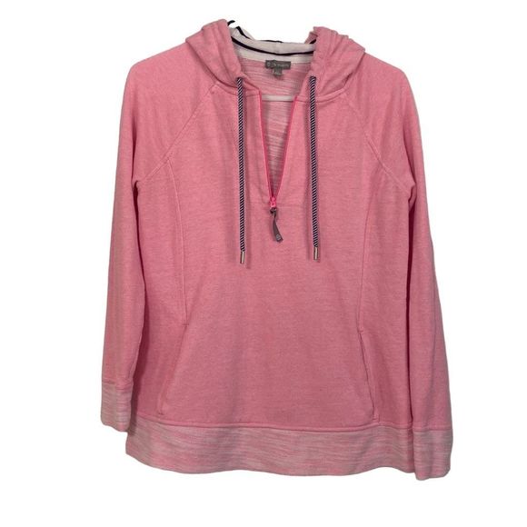 Talbots Pink Sweatshirt Hoodie Pullover Quarter Zip with Pockets Size Petite Med - Picture 1 of 13